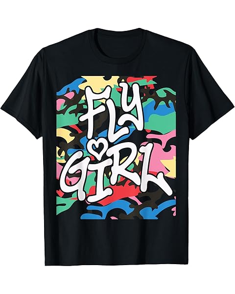 Fly Girl 80s 90s Old School Camo B-Girl Hip Hop T-Shirt