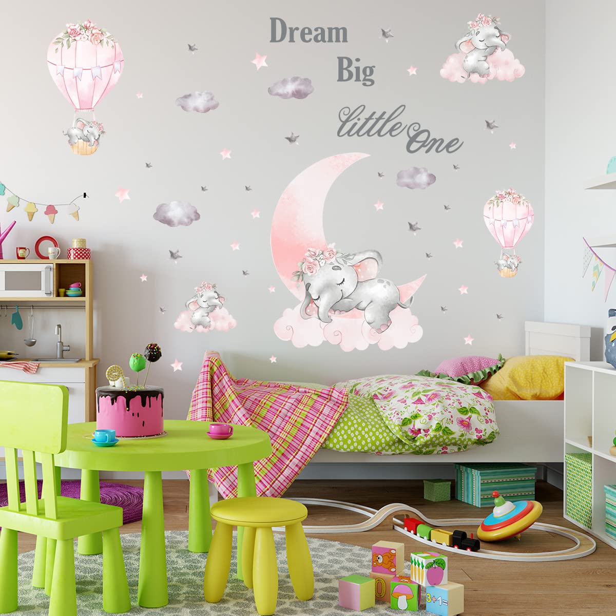 Acquista Adesivo da parete luminoso con elefante luna per la cameretta dei bambini, camera da letto, decorazione domestica, decalcomanie che si illuminano al buio in Italia a partire da 3.07