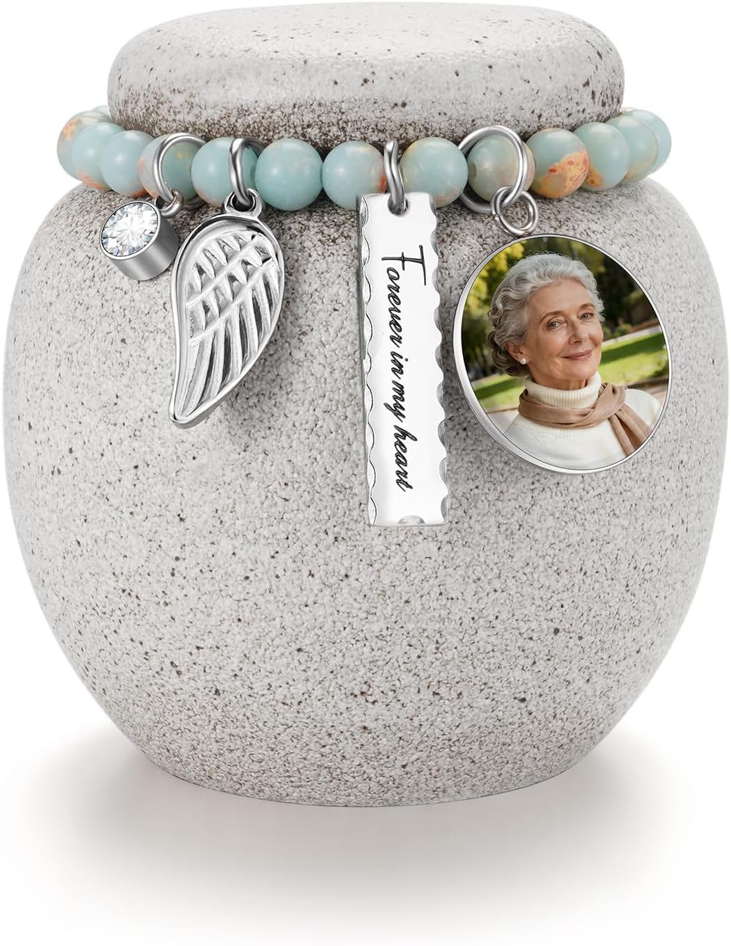 Customize Ceramic Small Urn for Human Ashes Keepsake for Women Men Handmade Cremation Mini Urn for Ashes for Memorial-White