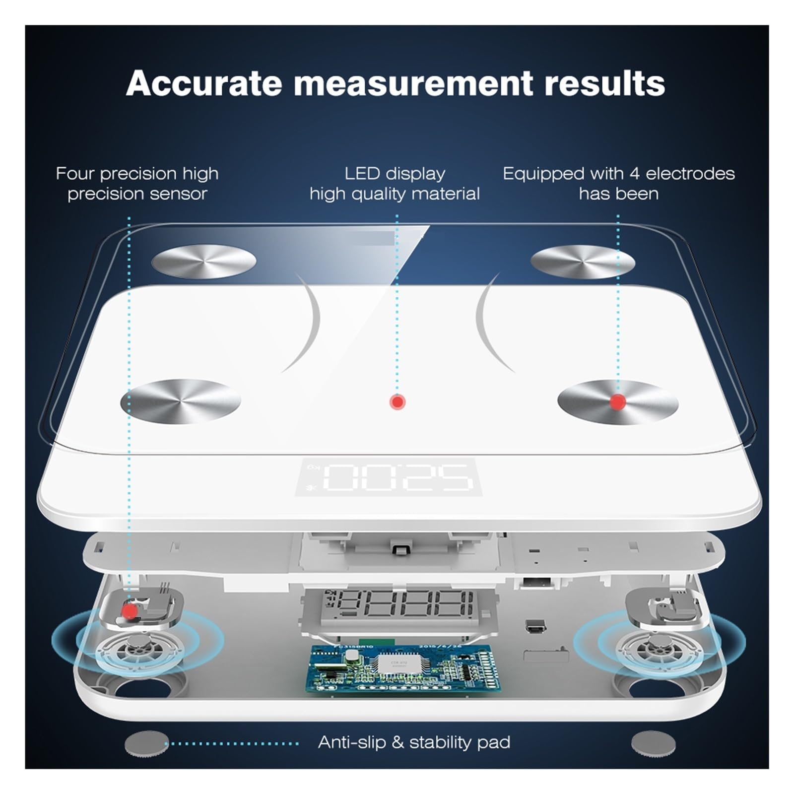 Bilancia For Il Grasso Corporeo Bilance Intelligenti Digitali For Bagno Wireless Compatibile Con Bluetooth Analizzatore Di Composizione Del Display LCD Preciso E Facile Da Leggere(White)