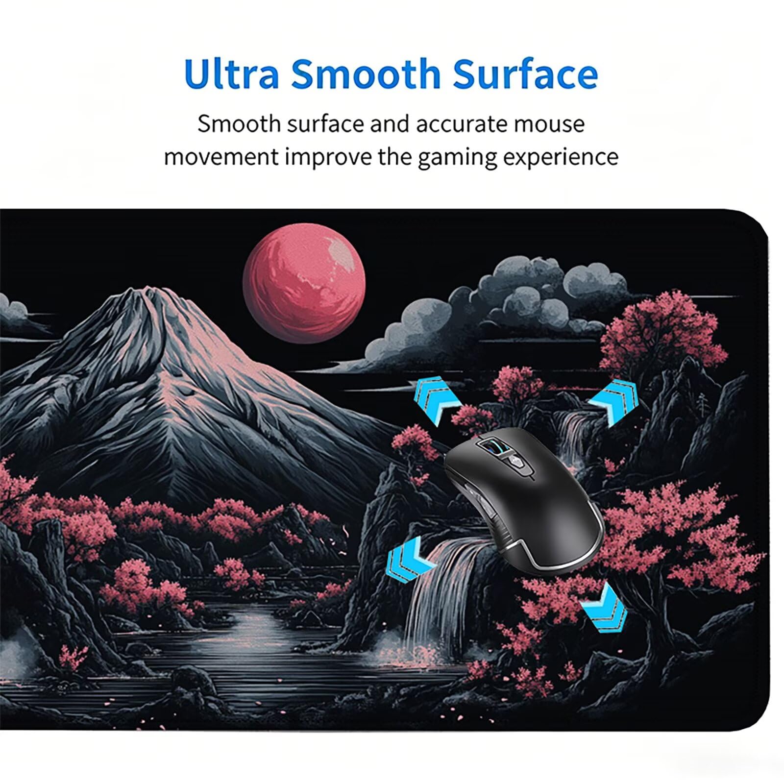 Tappetino Mouse Gaming, 1200x600mm Tappetino Mouse XXL nero 0c0-288 | Mouse Pad Grande, Ottimizzato per i Sensori da Gioco, Migliora Precisione e Velocità, per Mac e PC, Montagna innevata
