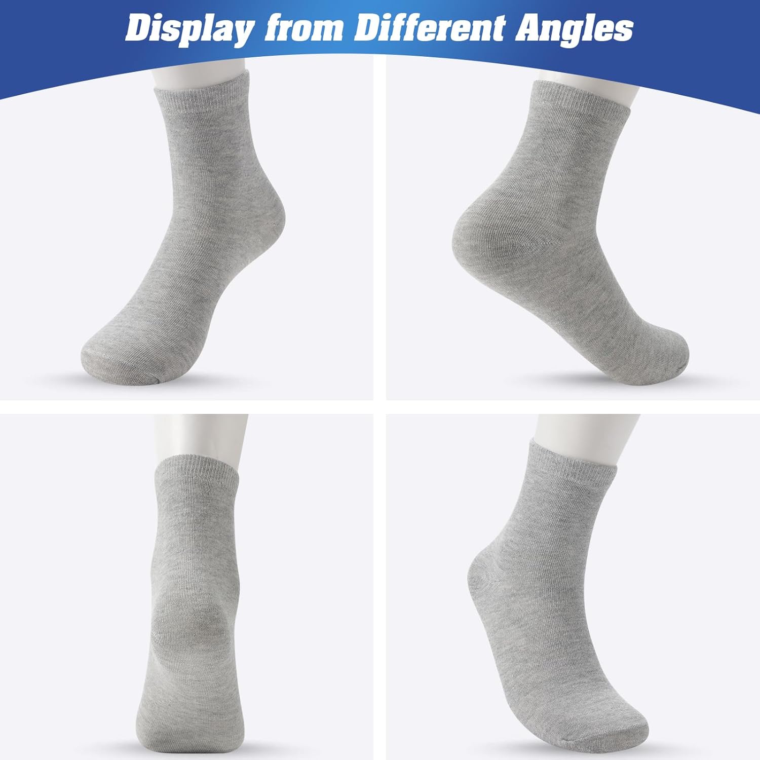 Sophproton 150 Pairs Mens Quarter Socks Athletic Moisture Wicking Casual Sports Socks Bulk Pack for Homeless Unisex Men Women - Image 7