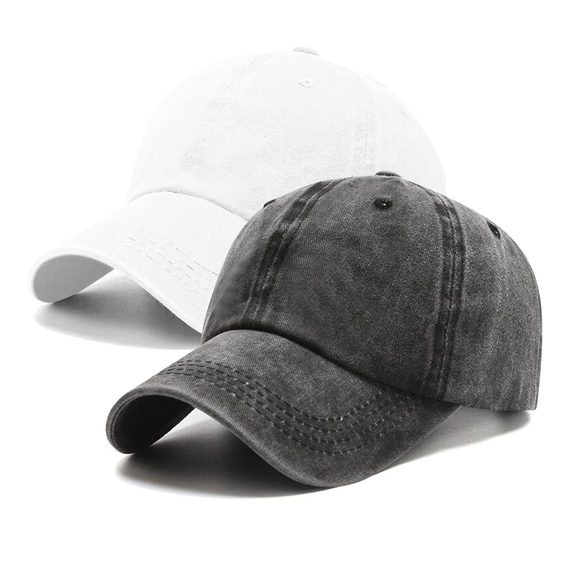 PFFY 2 Packs Vintage Washed Distressed Baseball Cap Dad Hat for Men Women | Adjustable Snapback, Breathable Golf Dad Caps, Cotton Hats, Classic Low Profile, Wear Comfortable, Ideal for Travel Running