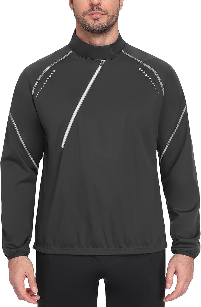 Little Donkey Andy Men's Cycling Jacket Long Sleeve Windproof Lightweight Jacket with Zipper Pocket for Running Biking