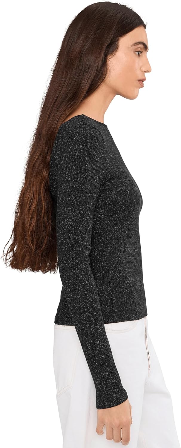 Madewell Womens Bria Long Sleeve Open Back Snit Rib Sparkle - Image 4