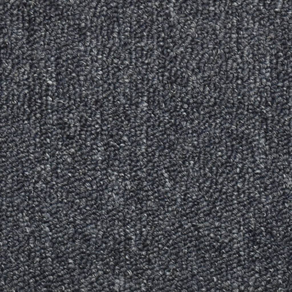 Lot de 15 tapis d'escalier - 56 x 17 x 3 cm - Gris foncé - Bleu - Semi-circulaires - Antidérapant - Lavable - Protection contre les marches et le bruit - Pour escaliers en bois, escaliers en