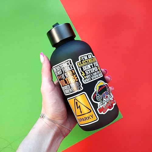 Miniatura 9 de Bulbacraft 100 calcomanías divertidas de electricista para sombreros duros, calcomanías y calcomanías para cascos de electricista, divertidos