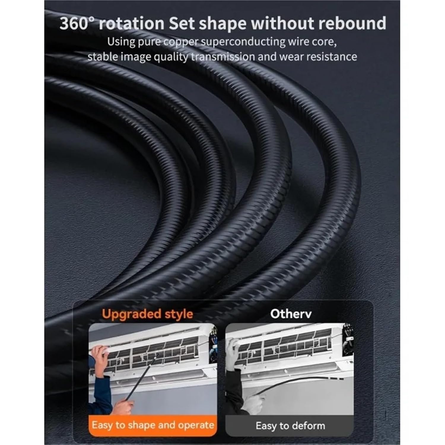 Articulating Endoscope Lens IP67 Two Way 420° Steering Industrial Borescope with Speaker 6 LEDs(S43-7.9MM)