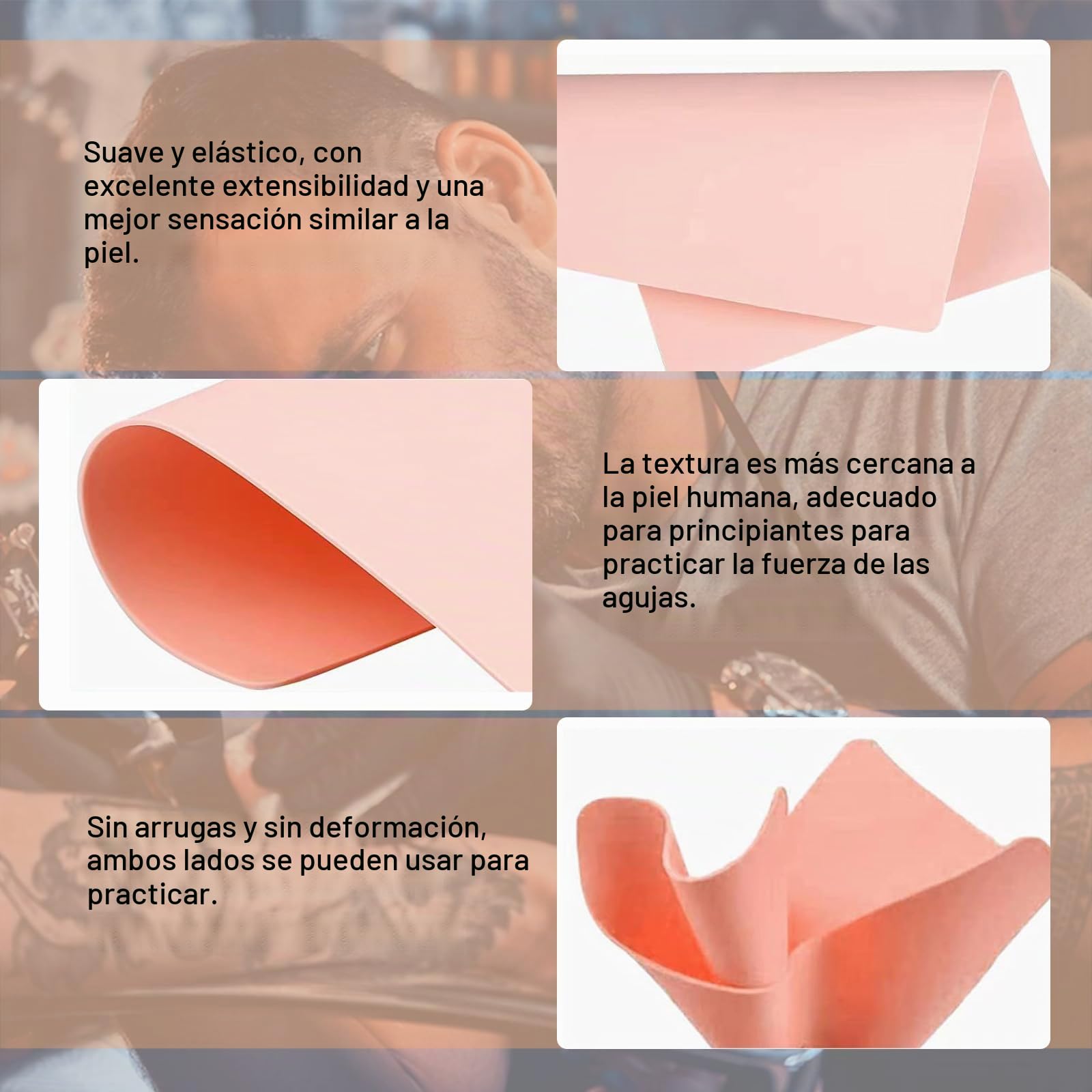 10 Piezas Piel Sintetica Tatuaje, de Doble Cara para el Kit de Tatuajes, Profesional es Adecuada para Práctica-14,5 cm * 19 cm * 1,5mm