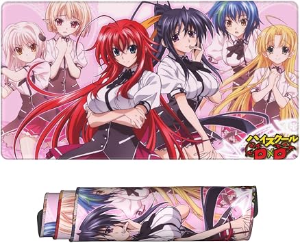 Anime High School DxD Cute Office Gaming Mouse Pad,Large Gaming Mousepad,Home Office Decor Waterproof Non Slip Rubber Stitched Edges Keyboard Extended Mat 16x29.5in