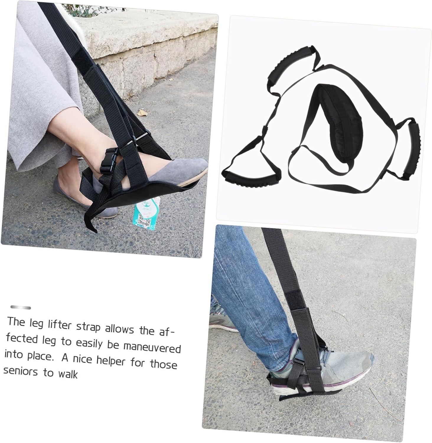 Nylon Leg Lifter Belt with Rigid Handle Wear-Resist Leg Lifting Auxiliary Strap for Disabled Patients and Elderly Mobility Aid