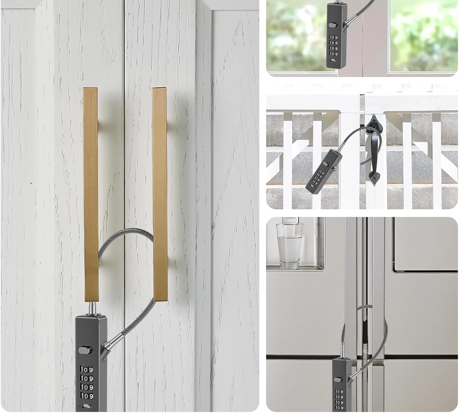 4-Digit Cable Rope Password Lock Cable Combination Lock Zinc Alloy with 3 Wire Rope Weatherproof Luggage Wire Padlock 1Pcs