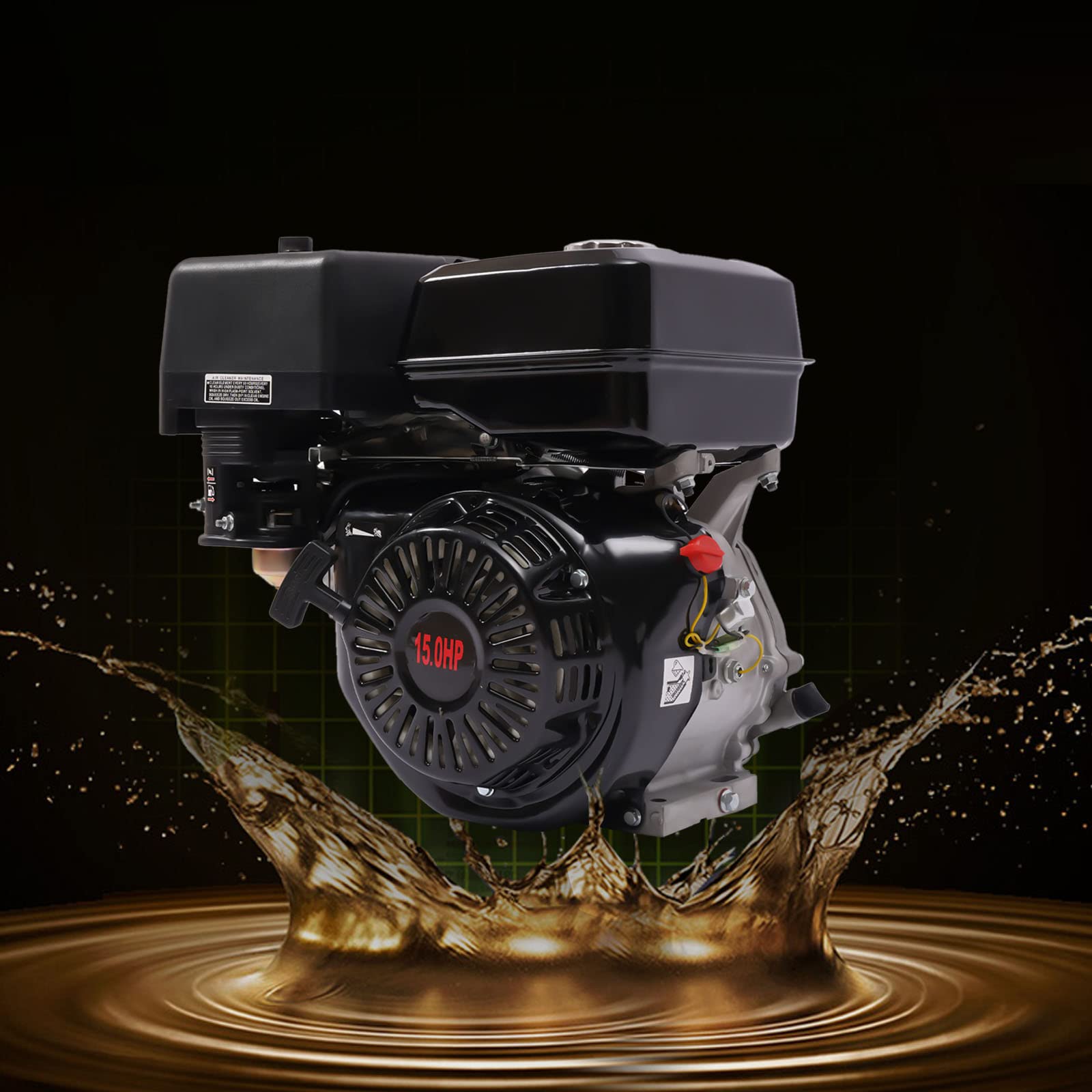 420CC 4 Takt Benzinmotor, 15 PS 9KW Standmotor Motor, 1 Zylinder Industriemotor Benzin Engine Leichtstartmotor