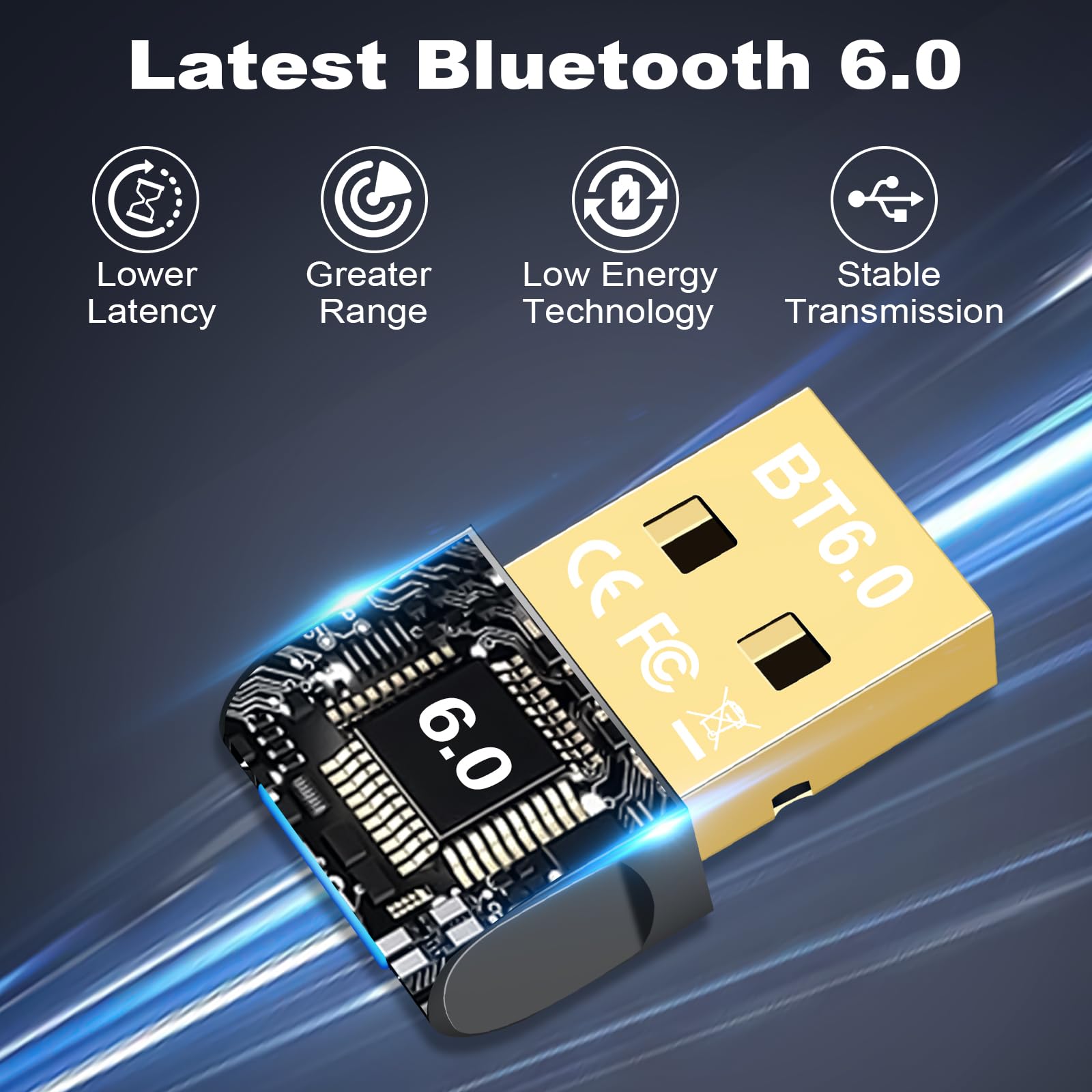 Adaptateur Bluetooth 6.0 USB pour PC Windows 11/10/8.1