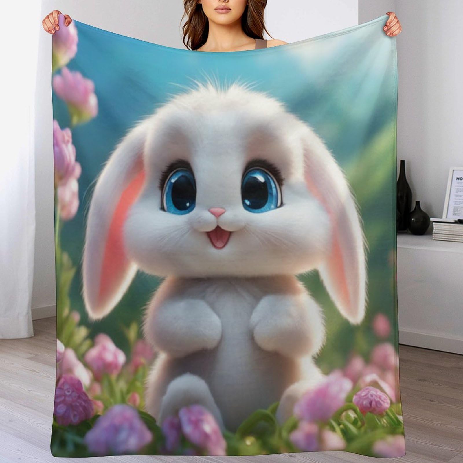 Couverture Cute Lapin plaid douillet moelleux pour des moments de tendresse au lit