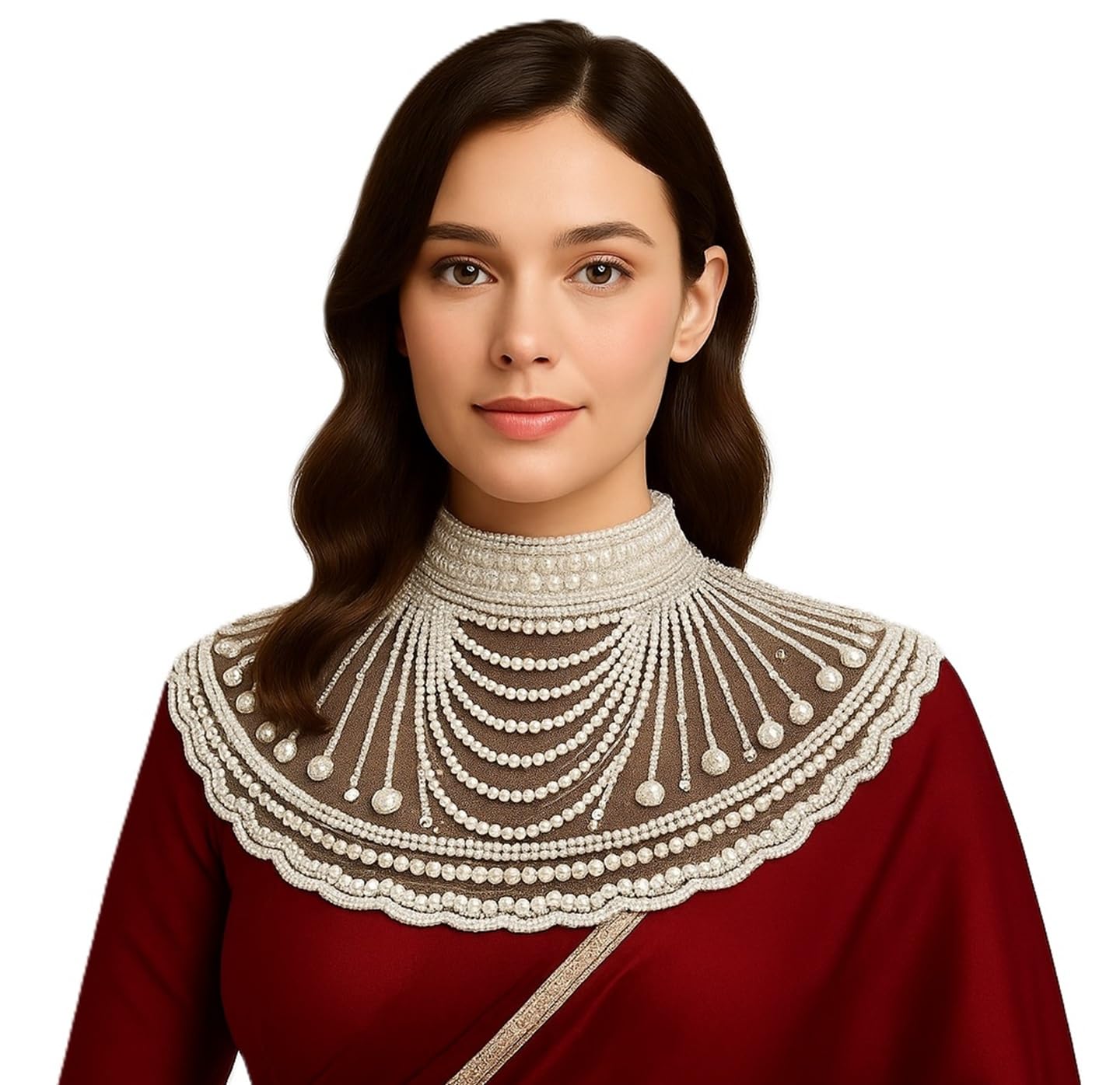 Designer White Poncho for Women and Girls (Fit, Hand Embroidery with Expensive Pearls Work, Perfect Casual Bridal, Looks Stunning with Sarees, Made in India)-picture-40
