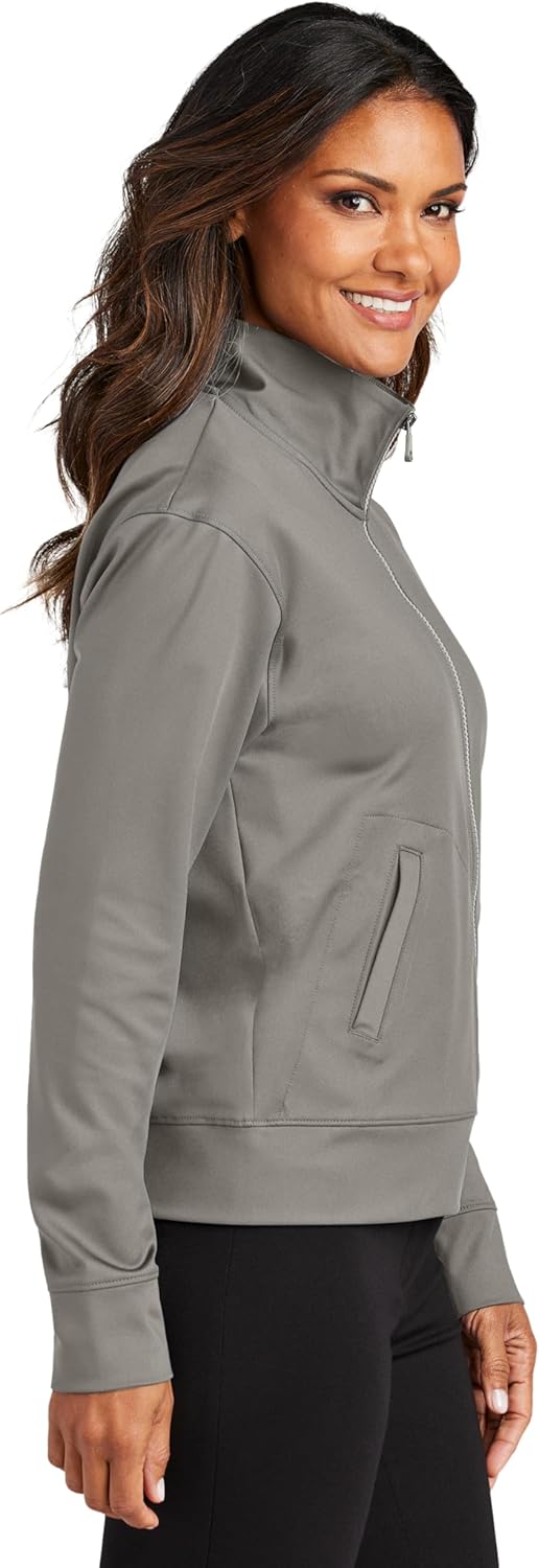 Port Authority Ladies Double Knit Full-Zip LK881, Smoke Grey, X-Large