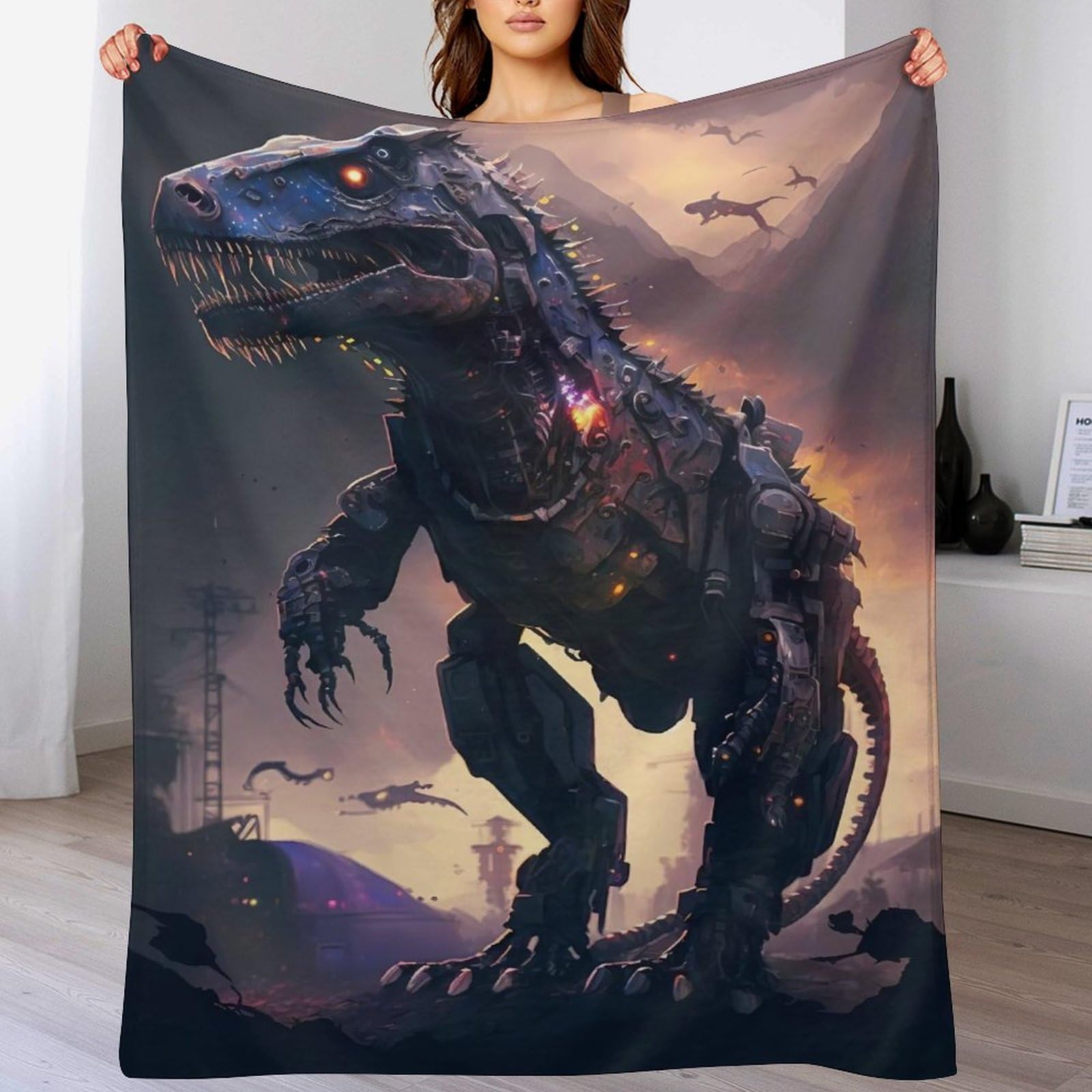 Couverture canapé dinosaure flannel douce chaude plaid voyage 100x130