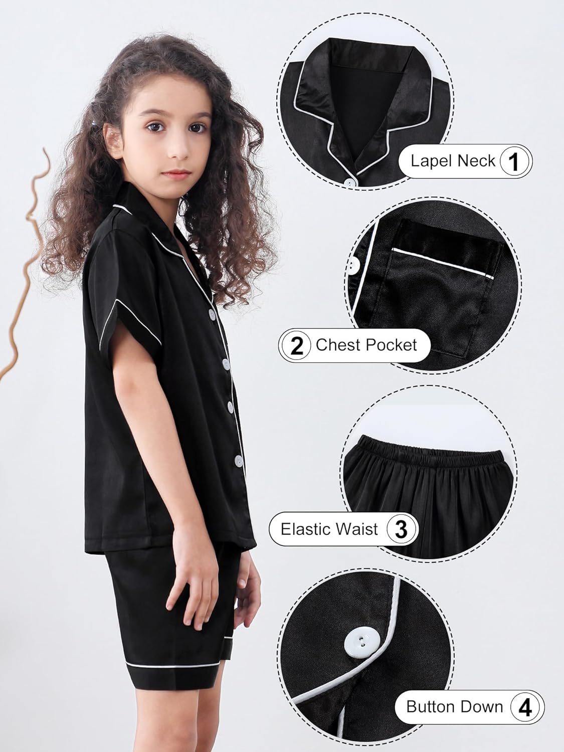 DIPUG Girls Silk Pajamas Set Satin Pjs for Kids Comfortable Nights Sleepwear - Image 6