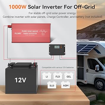 ALLWEI 1000W Pure Sine Wave Inverter with Remote Controller