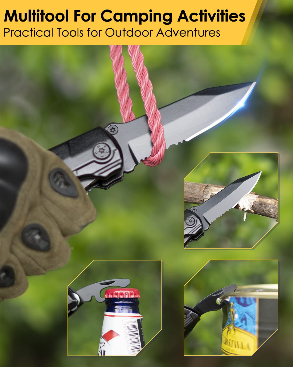Multper Coltello Multiuso, 15 in 1 Pinza, Regalo Anniversario Uomo con 18 in 1 Fiocco di Neve Strumento, per Lui, Papa Compleanno, Natale