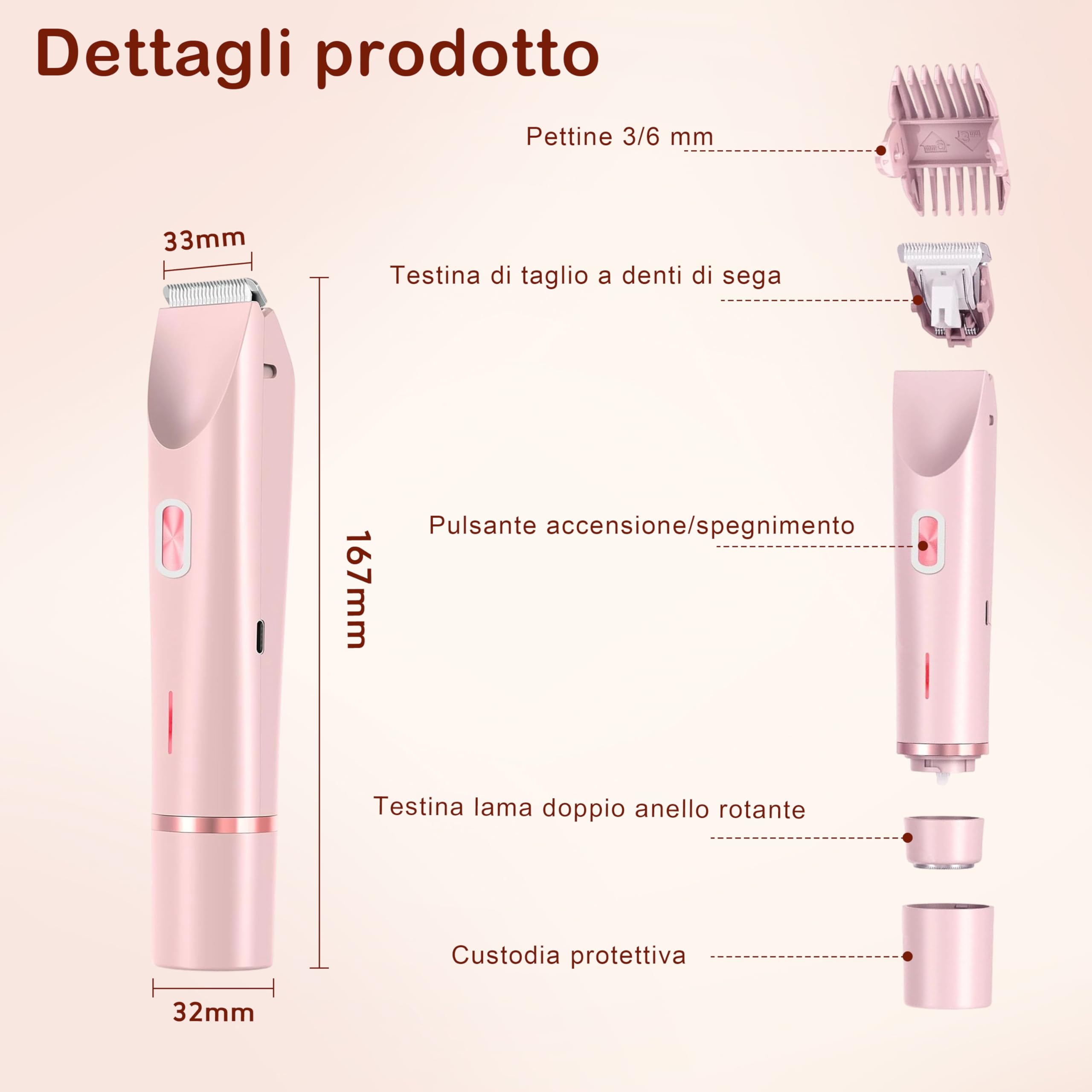 Rasoio Elettrico Donna 2 in 1, Depilatore Elettrico Donna per Rasoio Parti Intime,Rasoio Elettrico Corpo IPX7 Impermeabile,Rasoio Elettrico a Doppia Testa per Donna per Corpo Ascelle Gambe Bikini