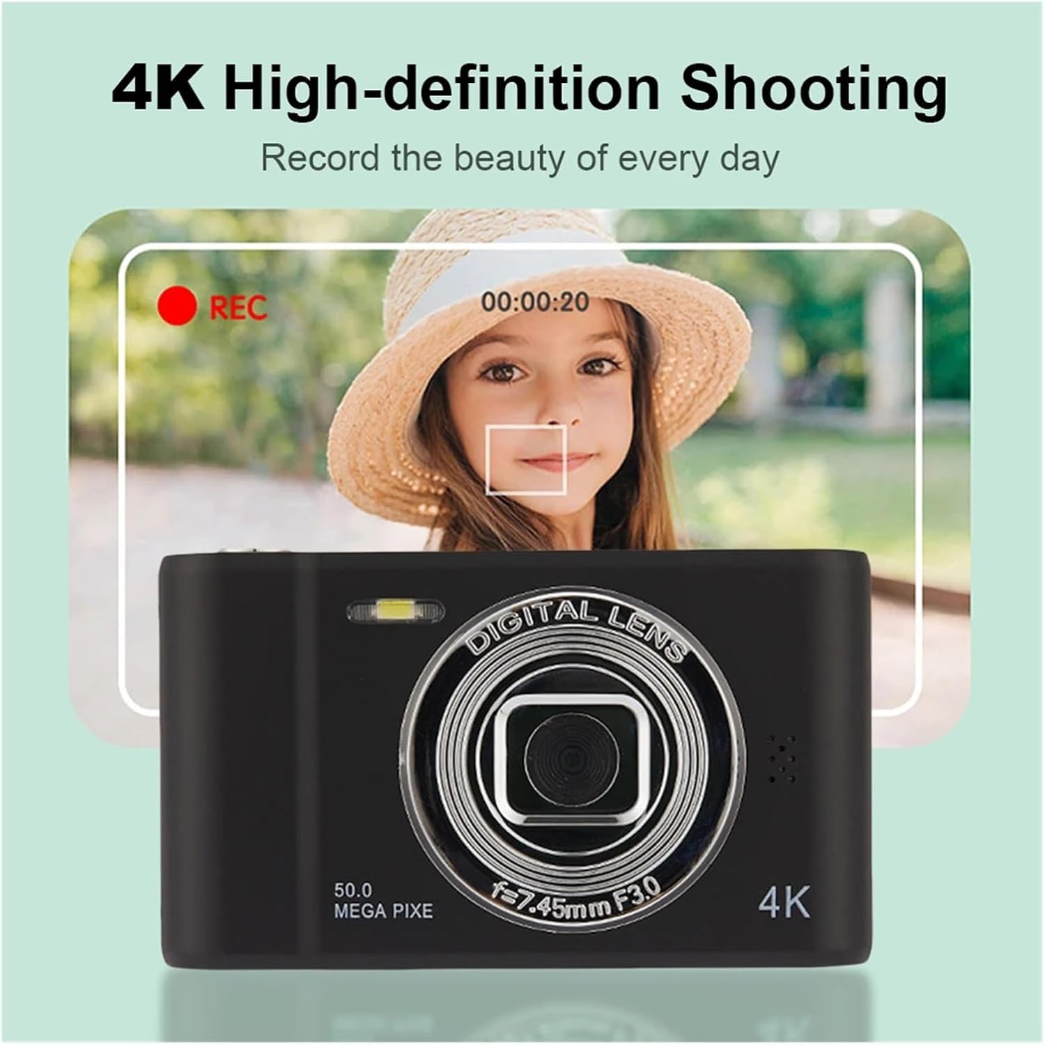 デジカメ 4KウルトラHDデジタルカメラ2.4インチIPSスクリーンコンパクトVloggingカメラフロントリア写真撮影MP3プレー