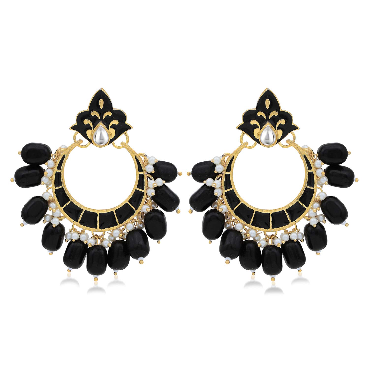 Sukkhi Astonish Pearl Gold Plated Kundan Meenakari Chandbali Earring for Women (SKR56886) (B08G2BVJJK) Amazon Price History, Amazon Price Tracker
