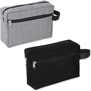 BDSHUNBF 2 Pcs Men's Wash Bags - Travel Friendly Washbags for Men - Black Small Men's Toiletry Bag for Traveling and Everyday Use