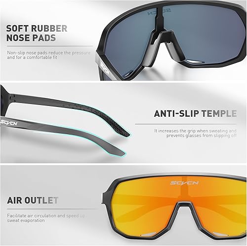 Miniatura 4 de SCVCN Gafas de ciclismo fotocromáticas para hombres y mujeres, lentes deportivos transparentes con protección UV400 para ciclismo, running y MTB,