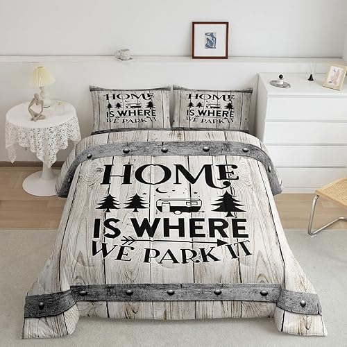 Miniatura 8 de Juego de edredón para caravana RV tamaño Queen, juego de ropa de cama decorativa para remolque de camping de viaje de 3 piezas para niños, niñas y