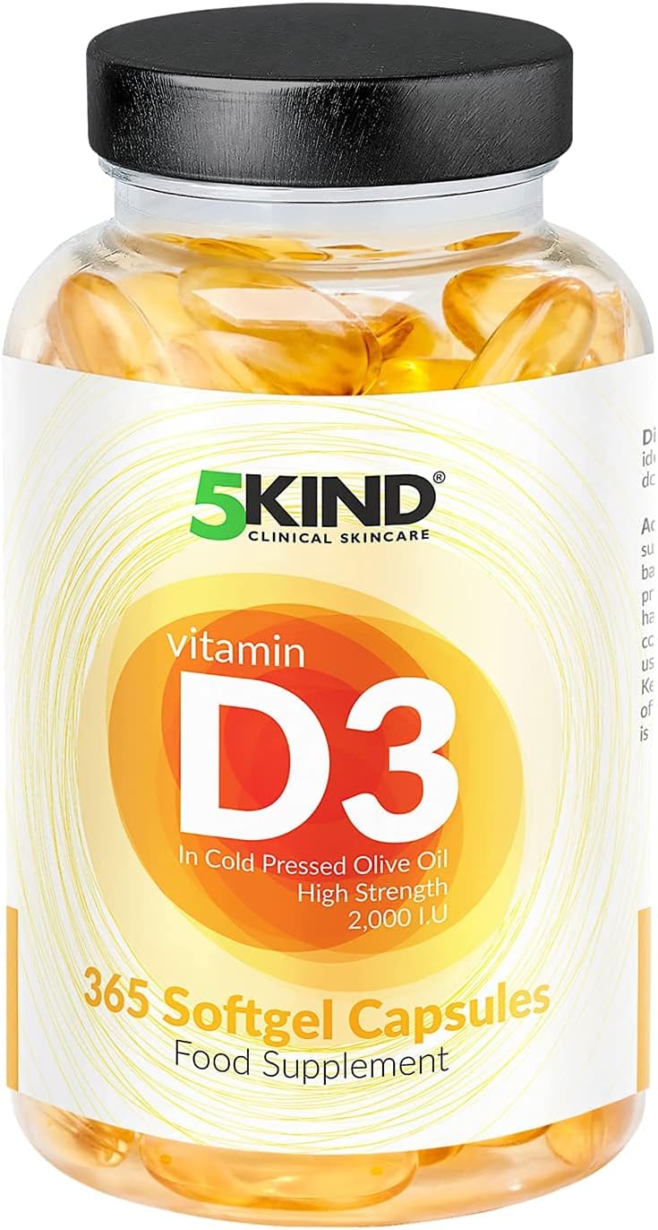 5Kind Clinical Skincare Vitamin D3 2000IU High Strength Supplements 365