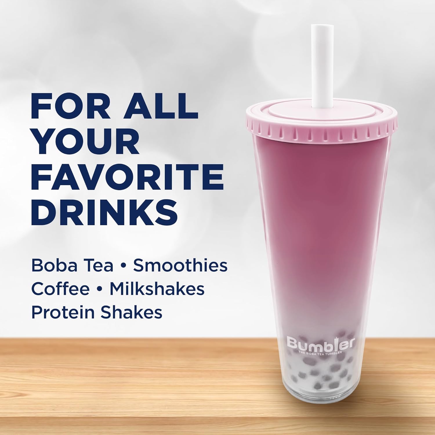 Bumbler 24oz Large Reusable Portable Eco-Friendly Tumbler | Drinking Cup with Wide Soft Tip Straw, Aesthetic Leak-Proof Lid – for Boba Tea, Smoothies, Iced Coffee, Hot or Cold Drinks – Teal - Image 5