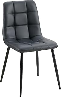 CLP Silla de Comedor Antibes tapizada en Polipiel I Butaca de salón con Base metálica de 4 Patas I Asiento de Cocina, Color:Negro
