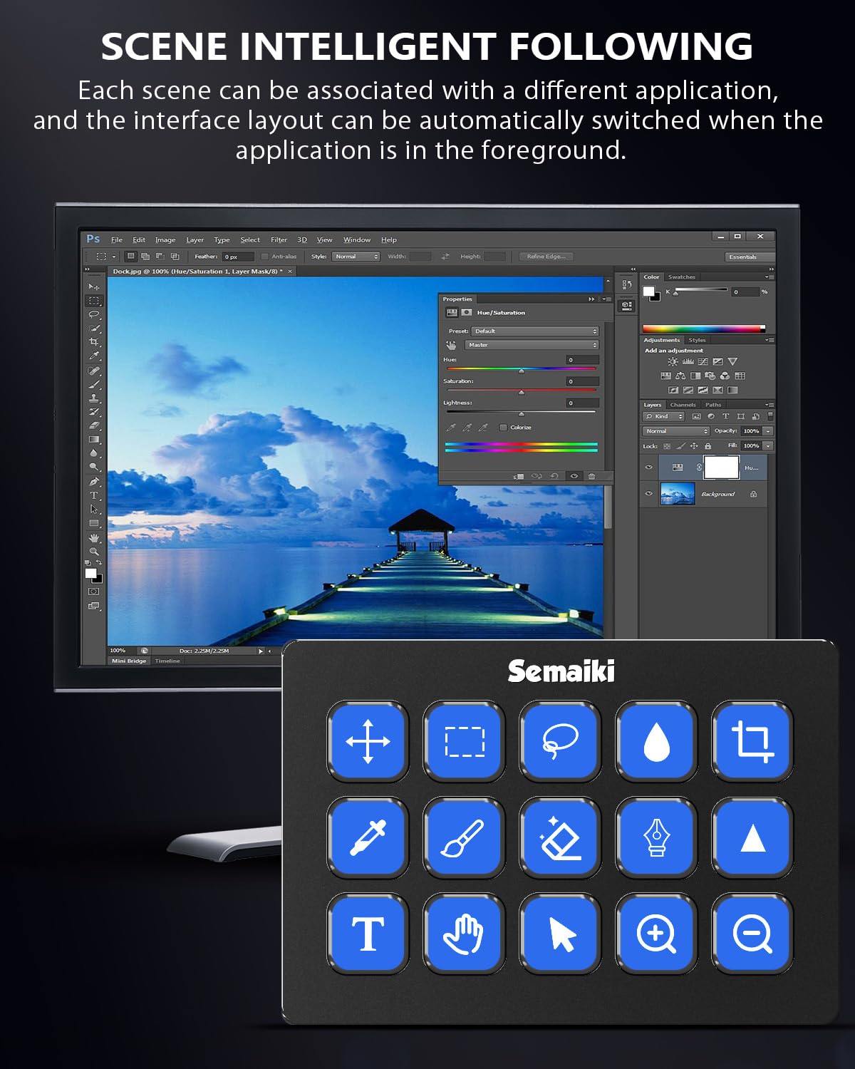 Semaiki Stream Controller Clavier macro avec 15 touches macro LCD personnalisables, déclenche des actions dans les applications et les logiciels tels que OBS, Twitch, Streamlabs, Discord, Mac et