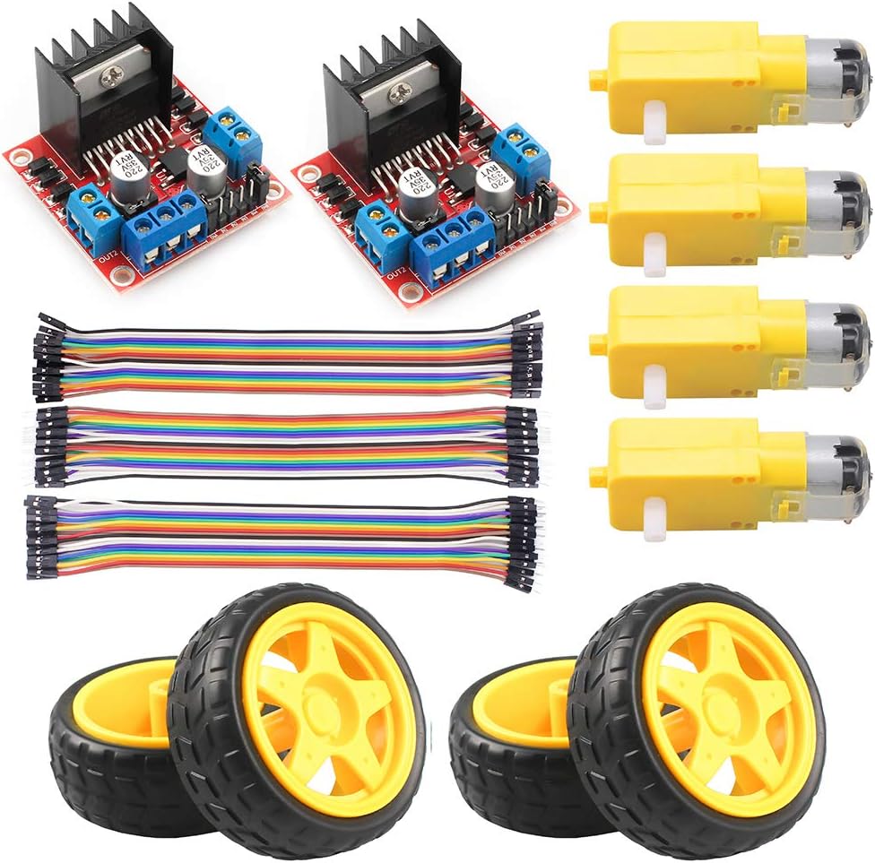 KeeYees L298N Motor Drive Controller Board Stepper Motor Control Module Dual H-Bridge with DC Motor and Smart Car Wheel Compatible with Arduino