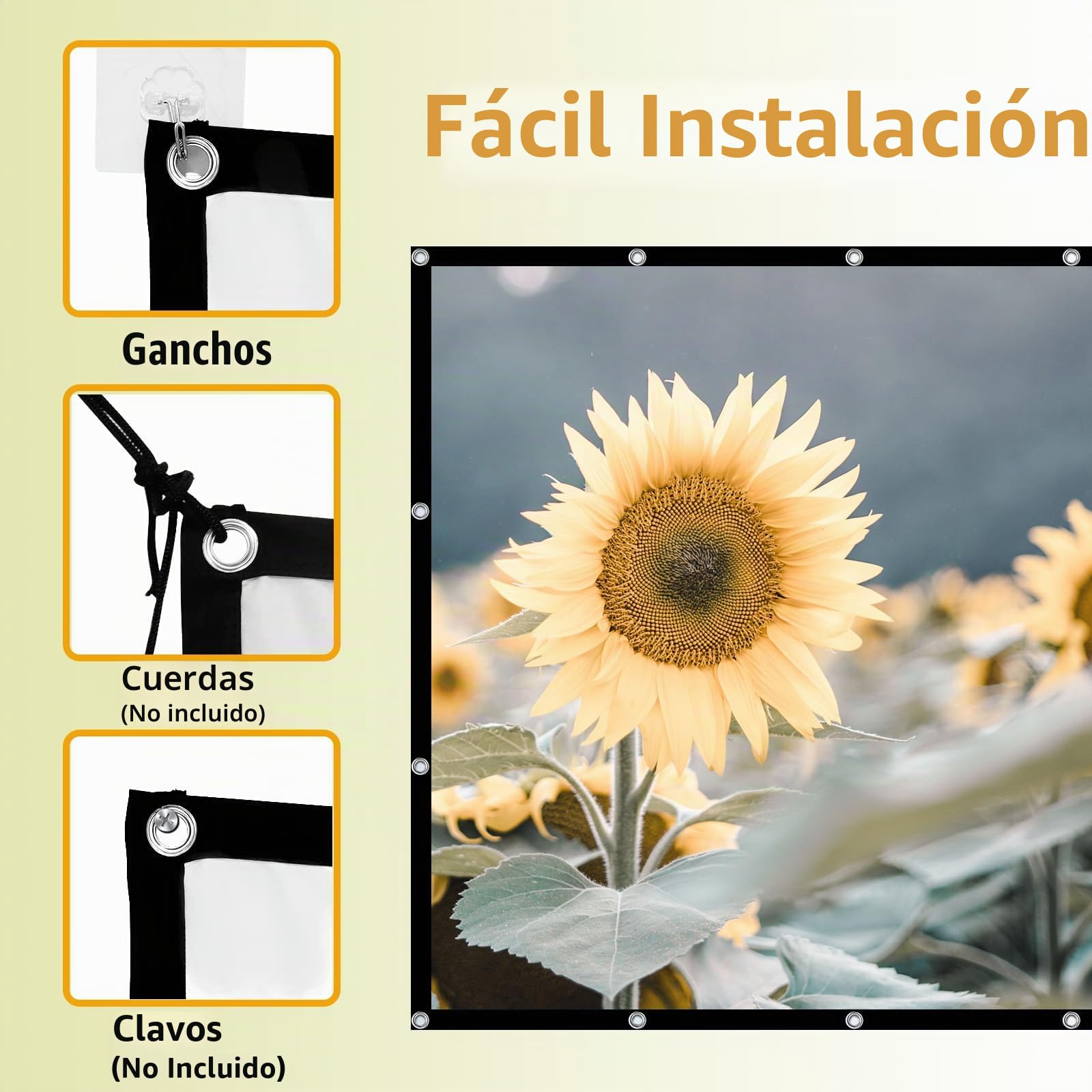Pantalla de proyector de 100 Pulgadas, Pantalla de Cine portátil para Exteriores, Pantalla de proyección Plegable de Doble Cara Antiarrugas para el hogar, Oficina, Aula, Compatible con