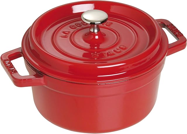 STAUB Cast Iron Roaster/Cocotte, Round, 20 cm, 2.24 L, Cherry Red