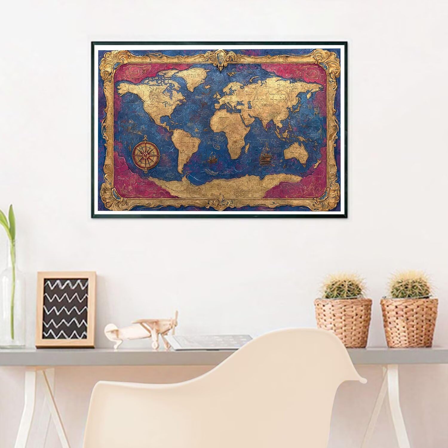 Puzzle 1500 Pièces Adultes, Puzzle Carte du Monde pour Adulte, Puzzles Bois avec Boite Cadeau, Jeu de Concentration pour Adultes, 1500 Pièces Puzzles pour Décoration Murale Maison, Cadeau Femme, A-64
