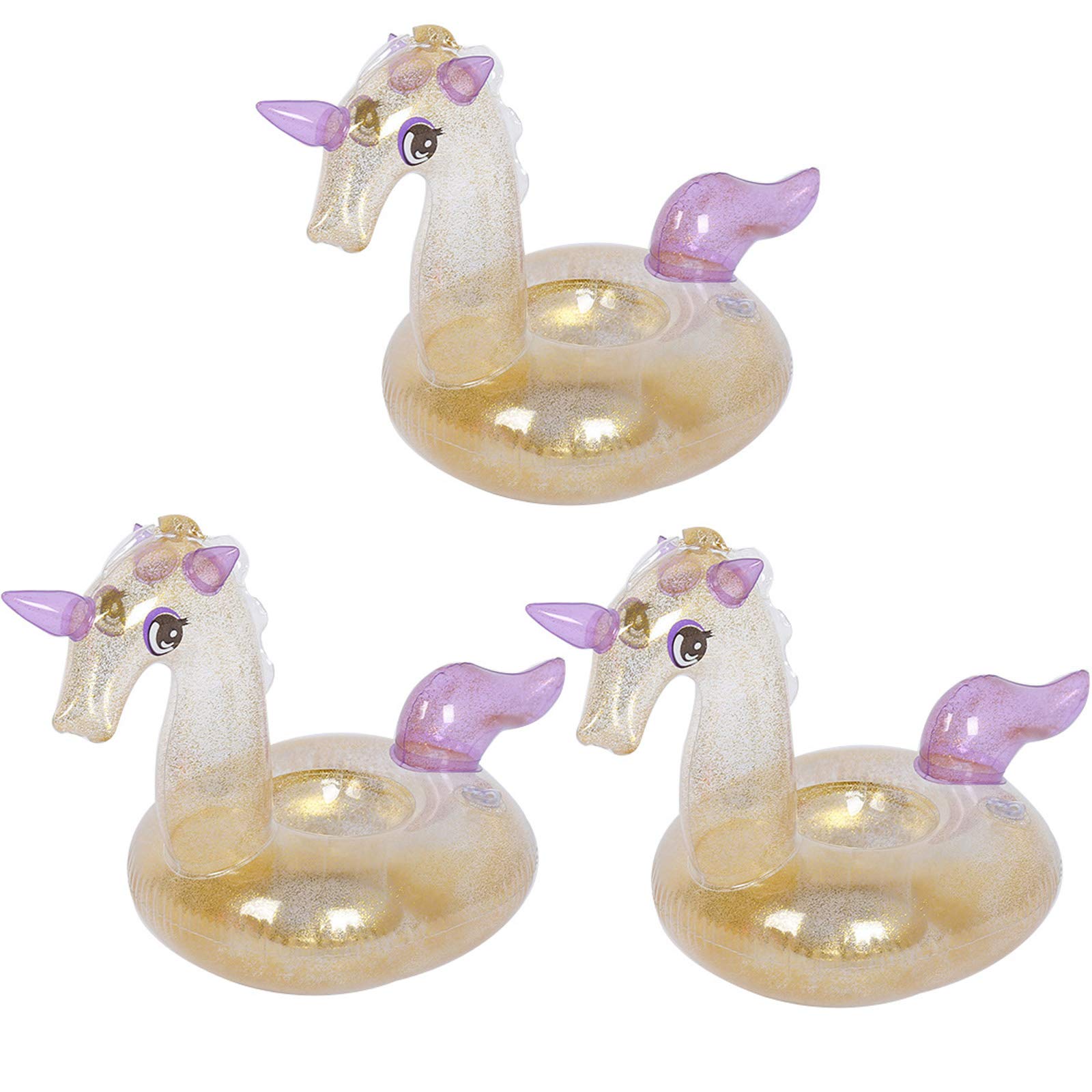 Inflatable Drink Holder 3 Pack Drink Pool Floats Cup Holders for Summer Pool Party, Variety Shape to Choose