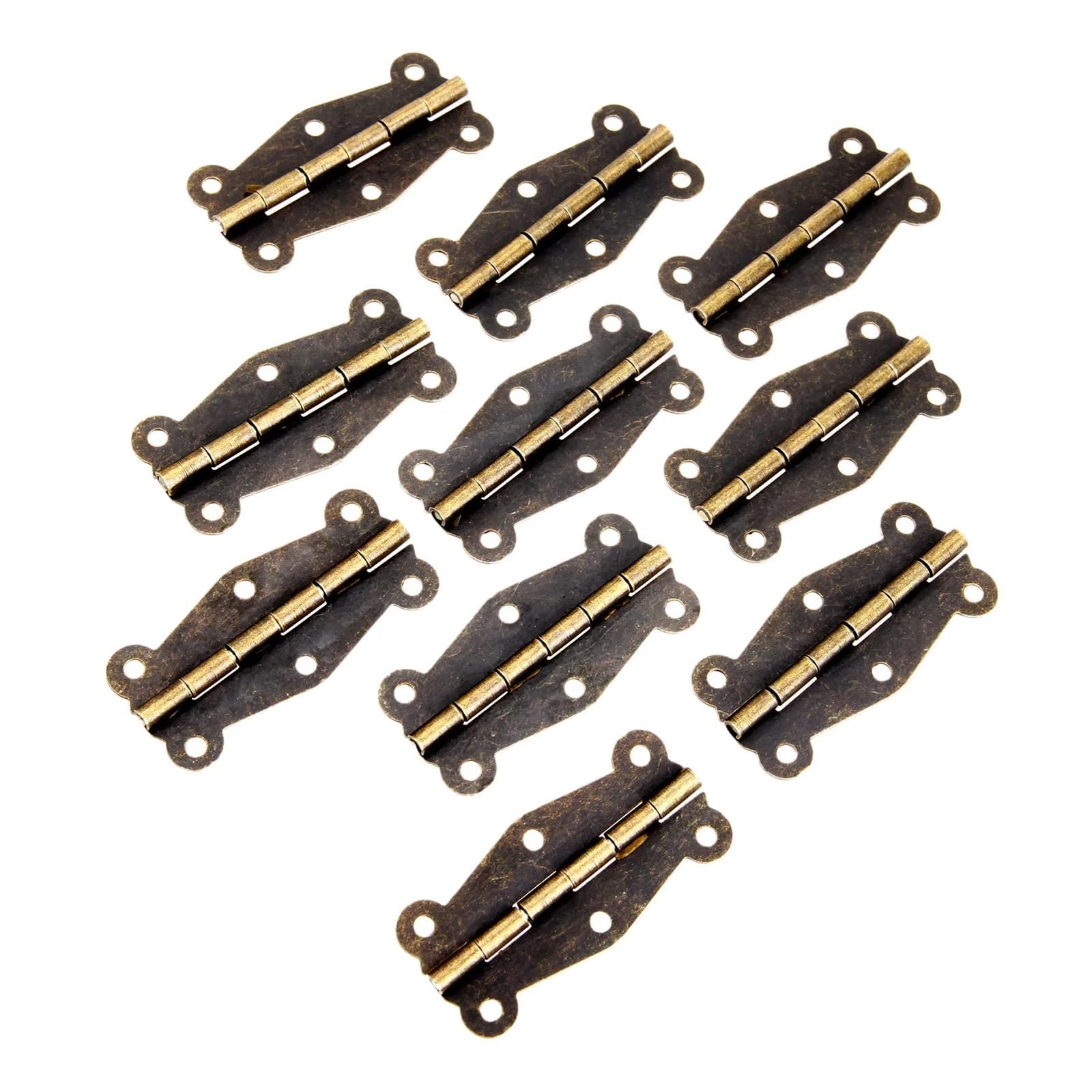10Pcs Antique Bronze Cabinet Hinges Furniture Fittings Small Wooden Gift Box Hinge Fitting for Hardware+Srews 51x24mm for Box