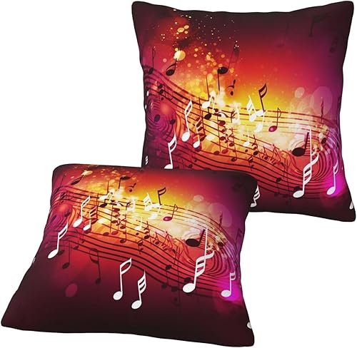 Miniatura 7 de 2 Pack Decorative Throw Pillow Covers 18"x18" Square Cushion Cover Boho Farmhouse Pillowcase for Couch Sofa Bedroom Living Room Home Decor Music