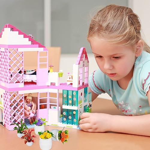 Miniatura 4 de Skylety 14 piezas de accesorios para plantas de casa de muñecas en miniatura, mini flores artificiales para casa de muñecas, pequeña vegetación