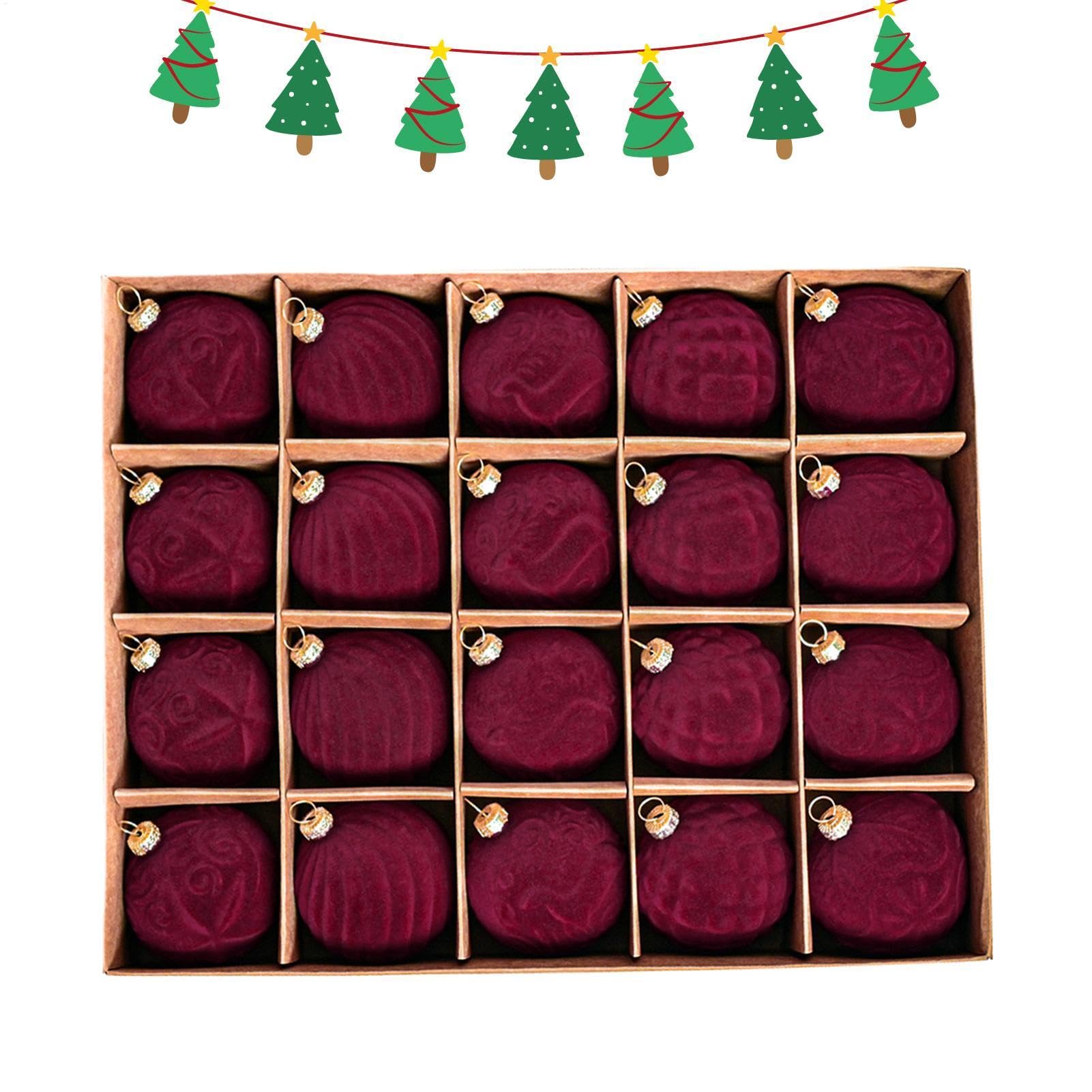 Décorations de Noël en velours pour sapin : lot de 20 suspensions légères de 6 cm