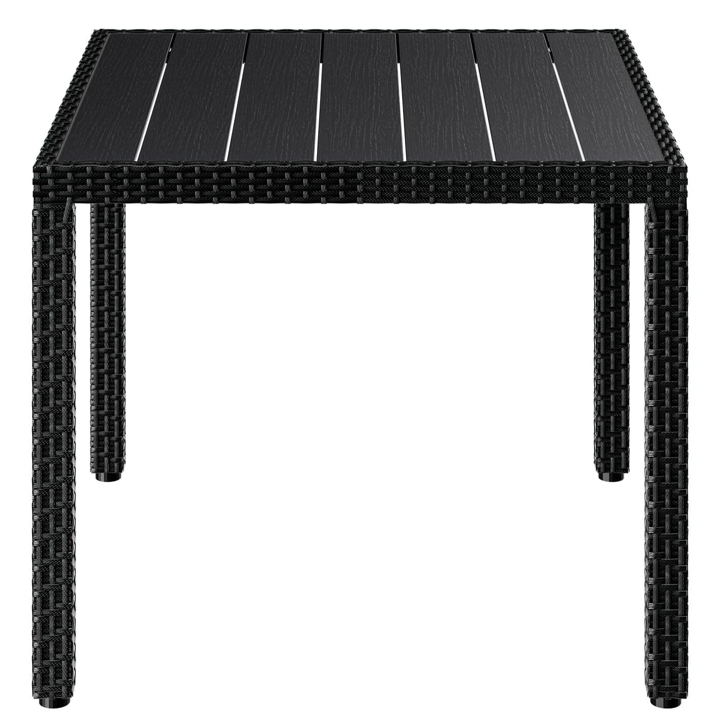 Casaria® Ensemble Salon de Jardin 5 pièces polyrotin Noir Set 1 Table + 4 chaises avec Coussins Bar de Jardin Exterieur