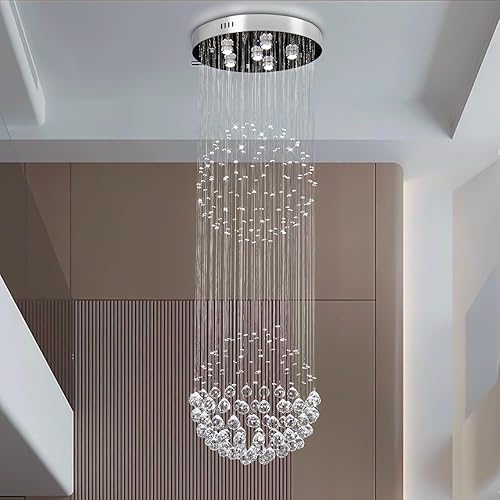 Miniatura 7 de Finktonglan Lámpara de araña de globo negro, lámpara de araña de 5 luces, montaje empotrado con cadena ajustable, lámpara colgante de esfera