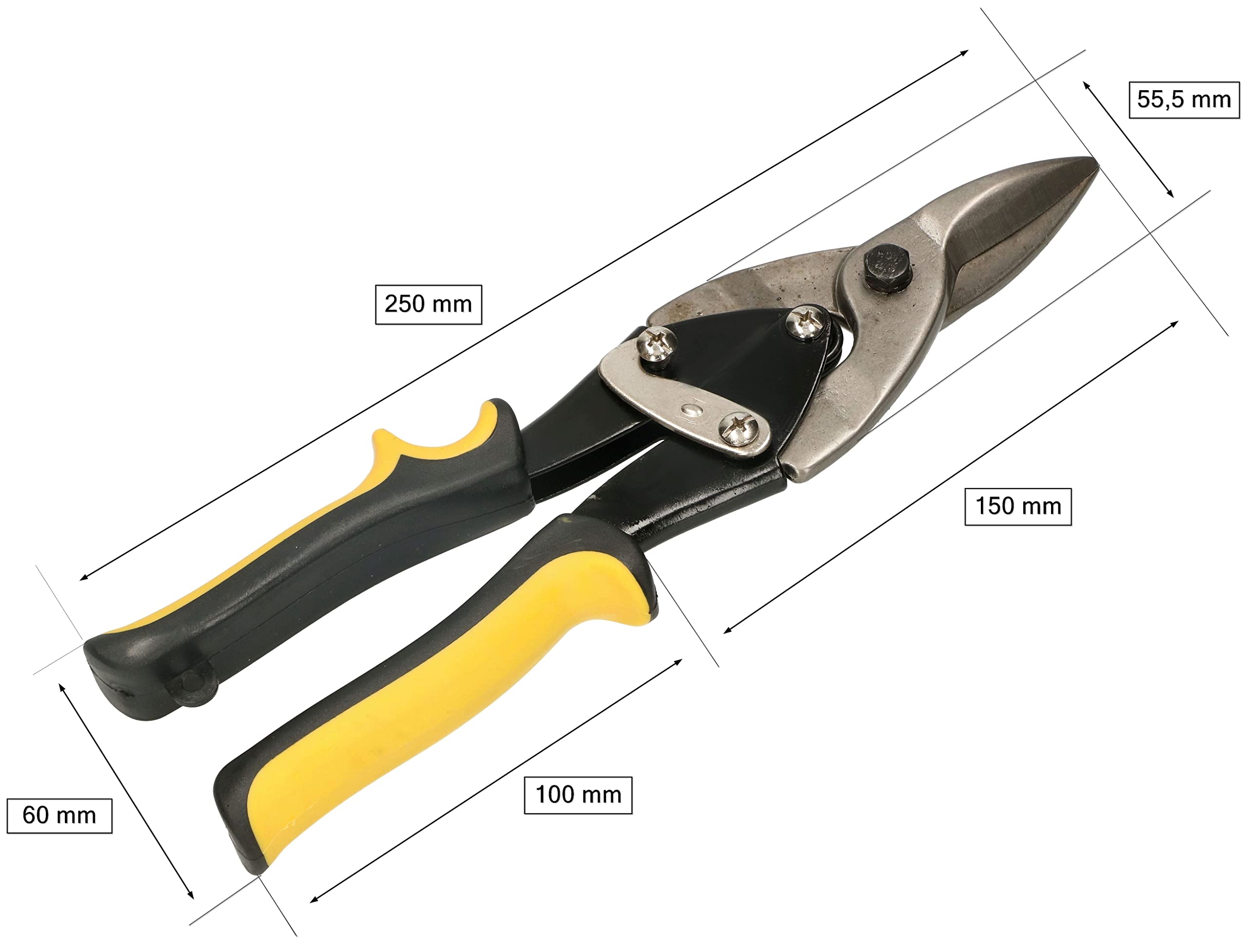 KOTARBAU® Tijeras hojalatero recta izquierda derecha 250 mm, Tijeras de chapa de acero CrV con cierre