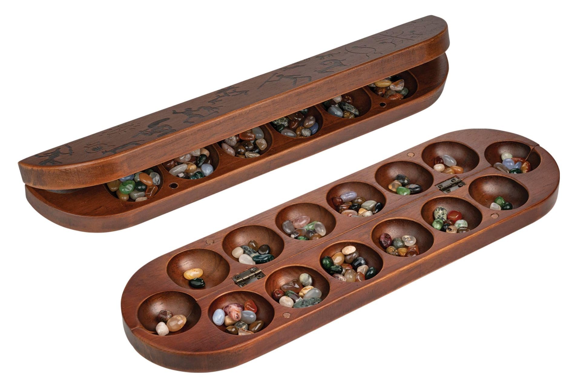Philos Juego de mesa de madera plegable Kalaha juego familiar estratégico.
