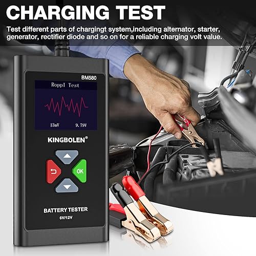 Miniatura 6 de KINGBOLEN BM580 - Probador de batería de automóvil de 6 V y 12 V, probador de voltaje 100-2000CCA, analizador digital de batería de precisión para