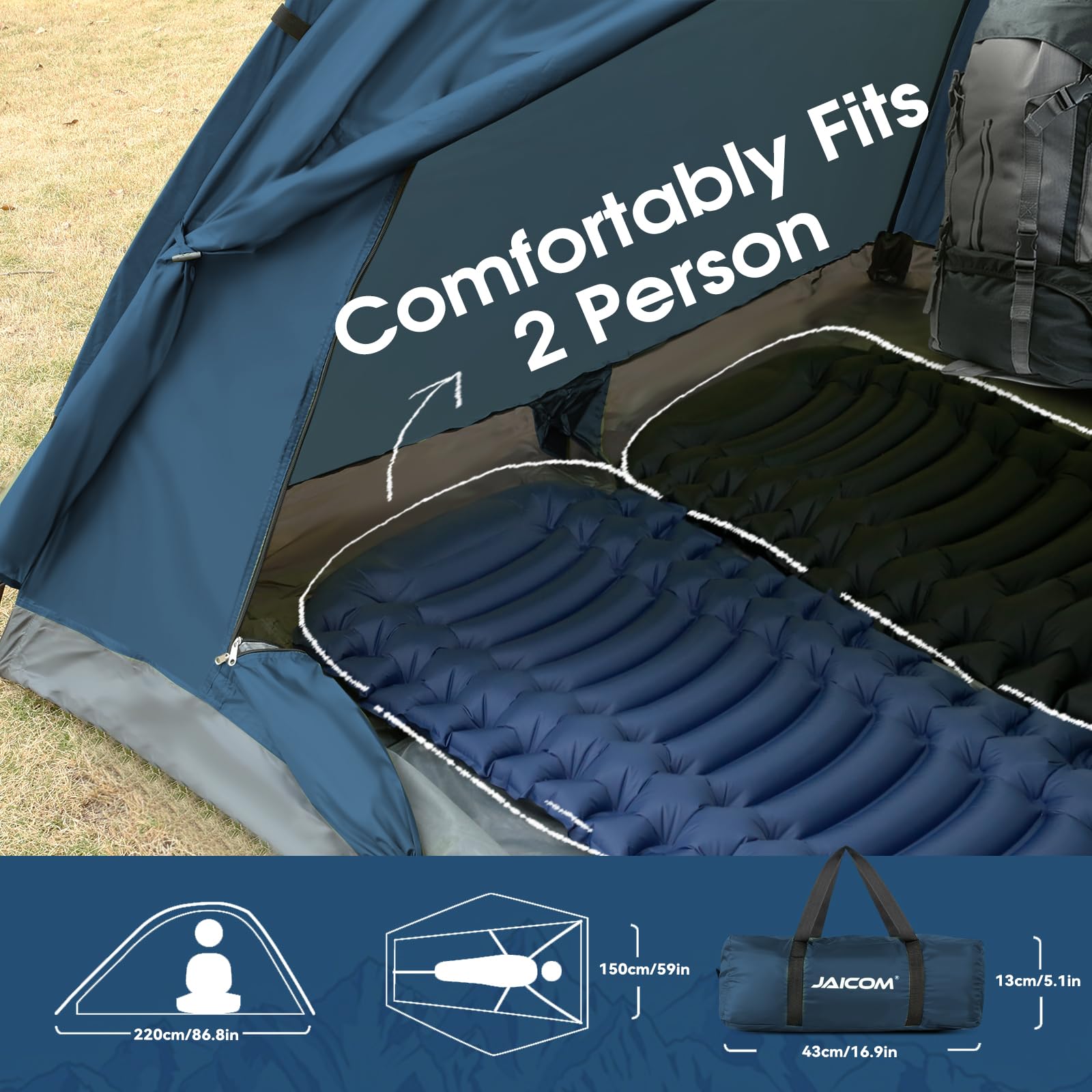 JAICOM Zelt 1-4 Personen Camping Zelt, Leicht, Stabil, Wasserdicht Kuppelzelt, 3-4 Saison Ultraleicht Zelte Mit Kleinem Packmaß, für Camping, Trekking, Familie, Outdoor
